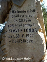 Památník, partizán Slávek Londa, Rusava